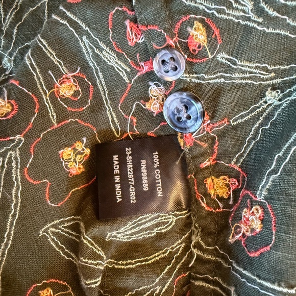 Todd Synder Embroidered Floral Green Men's Shirt - Picture 5 of 9